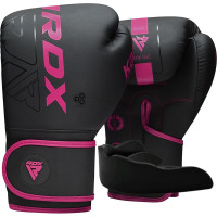 Боксерские перчатки RDX F6 MATTE PINK , 10 унций, Искусственная кожа Maya Hide, Черно-розовый