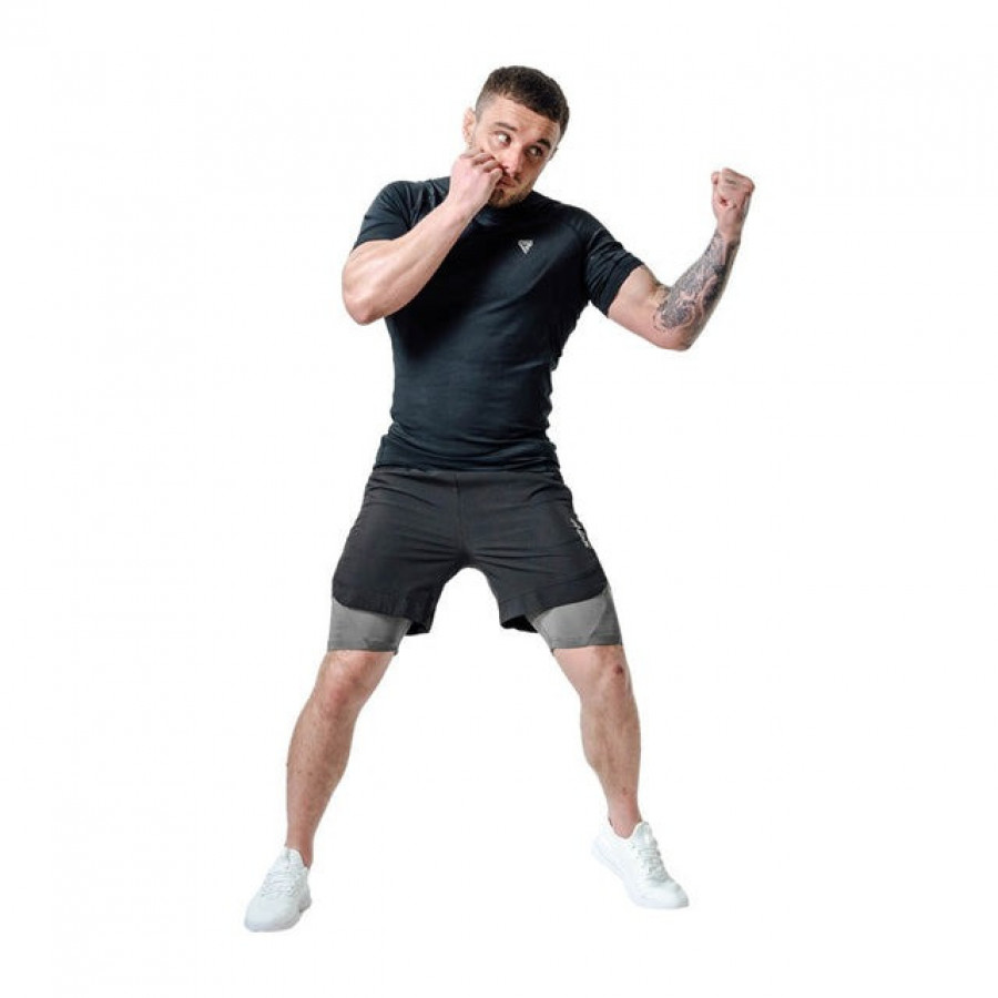Компресійні шорти для RDX MMA T16 2-в-1 BLACK/GREY-S