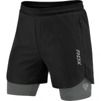 Компресійні шорти для MMA RDX T16 2-в-1 BLACK/GREY, Розмір S, Поліестер, Спандекс, Чорно-сірий
