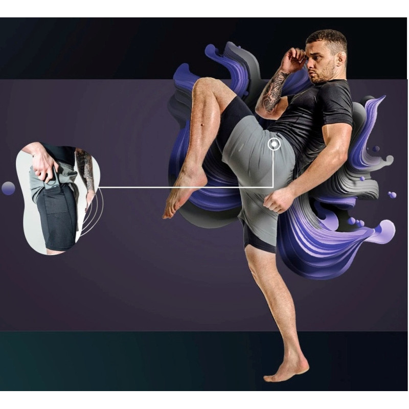 Компресійні шорти для RDX MMA T16 2-в-1 GREY/BLACK-S