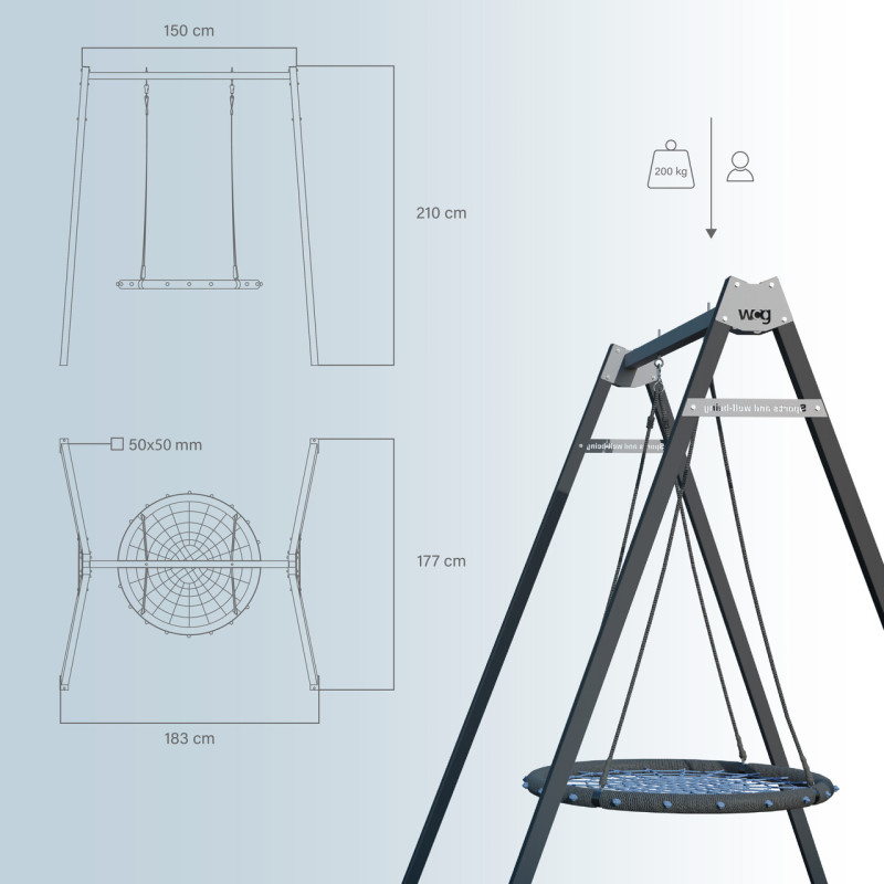 Каркас для дитячої гойдалки WCG 1 Play Frame + Гойдалка гніздо лелеки 100 см