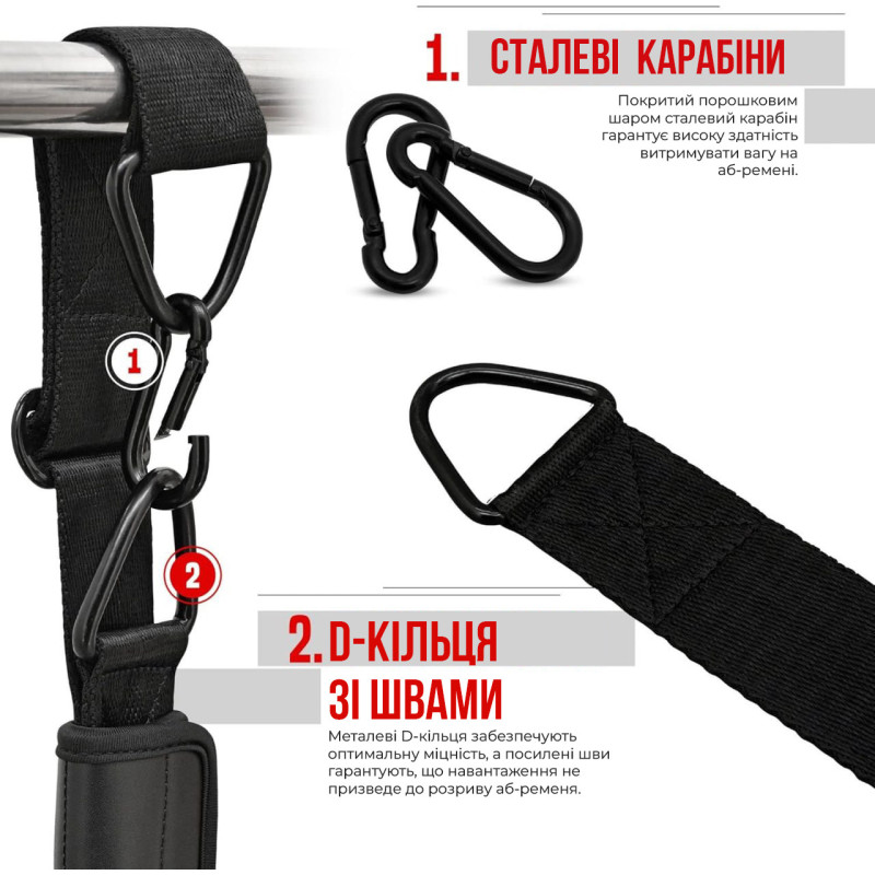 Петлі підвісні (петлі Береша) RDX F6 KARA Gym Workout Abs Straps Black/White