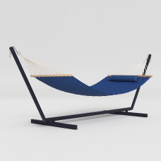 Стійка для гамака 50х50 + Двомісний гамак SOFT синій XXL 200x140 з планками