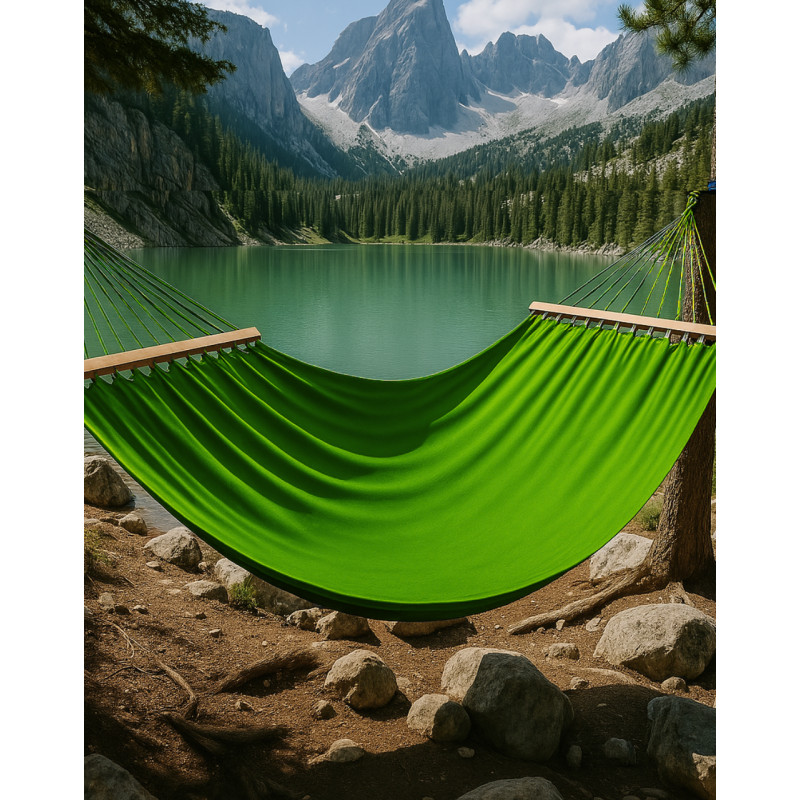 Монотонний гамак з планкою WISH салатовий одномісний XL 200х100 WCG