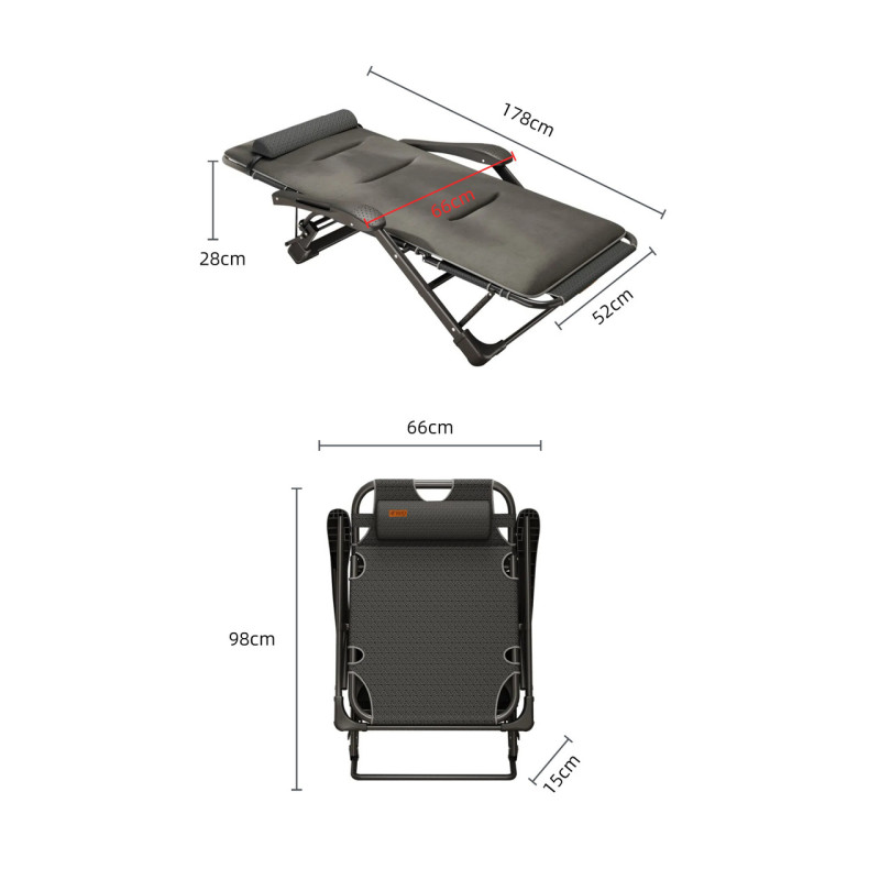 Раскладное кресло шезлонг садовый с подушкой WCG FCB-S06PС