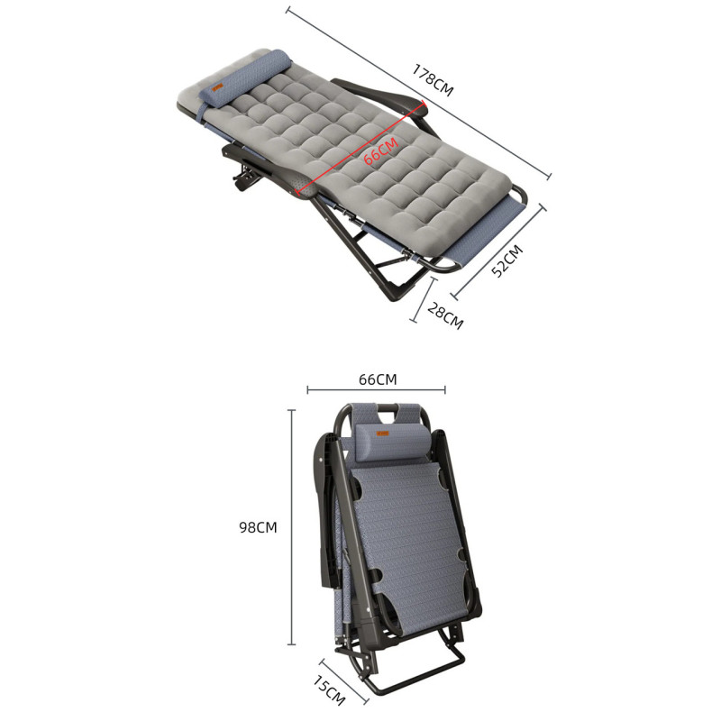 Раскладное кресло шезлонг садовый с подушкой WCG FCB-S03PP