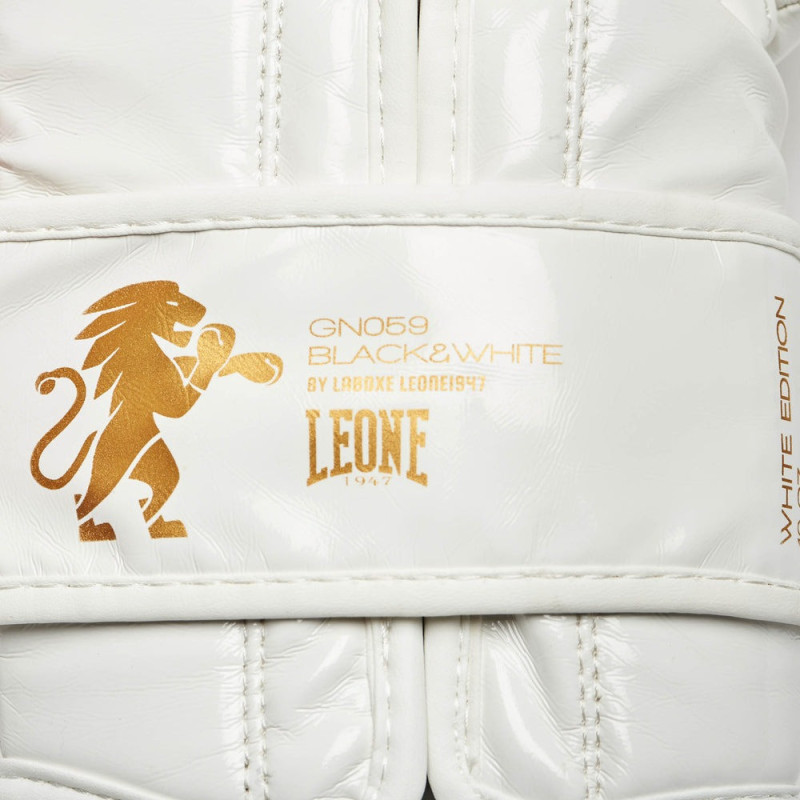 Перчатки для бокса Leone GN059W White/Gold (капа в комплекте), 12 унций, PU, FLEX PU, Белый