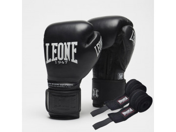 Боксерські рукавиці Leone GN111 THE GREATEST Black 14 унцій (бинти 4 м. в комплекті)