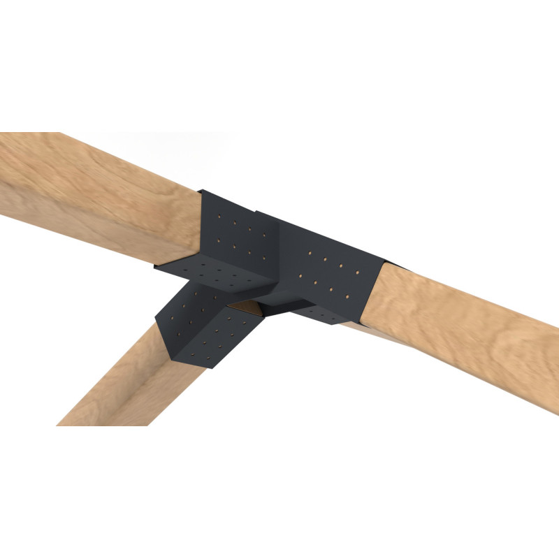 Кронштейн для соединения 3 брусьев 100×100 мм | Соединение 120° (проходная модель)