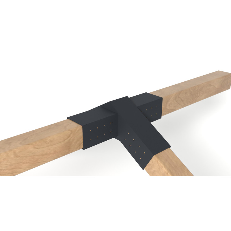 Кронштейн для соединения 3 брусьев 100×100 мм | Соединение 120° (проходная модель)