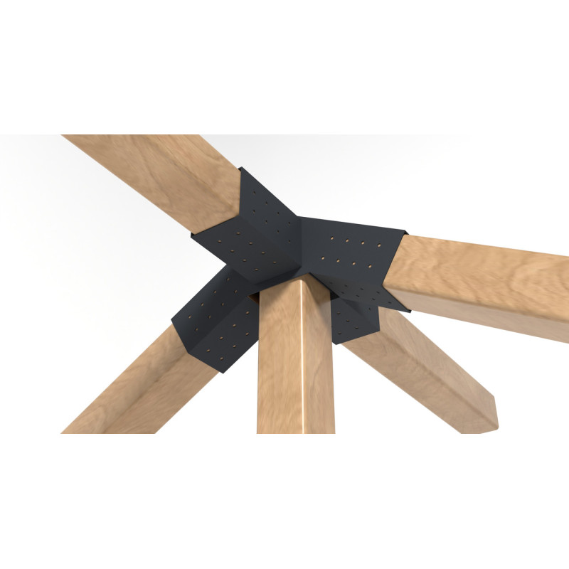 Кронштейн для соединения 3 брусьев 100×100 мм | Соединение 120° (проходная модель)