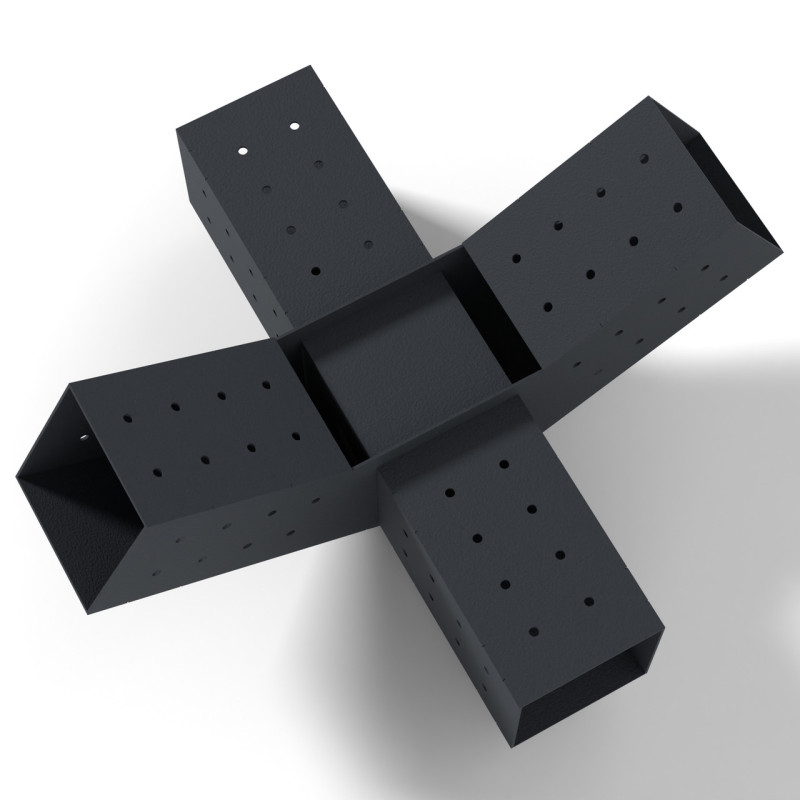 Кронштейн для соединения 3 брусьев 100×100 мм | Соединение 120° (проходная модель)