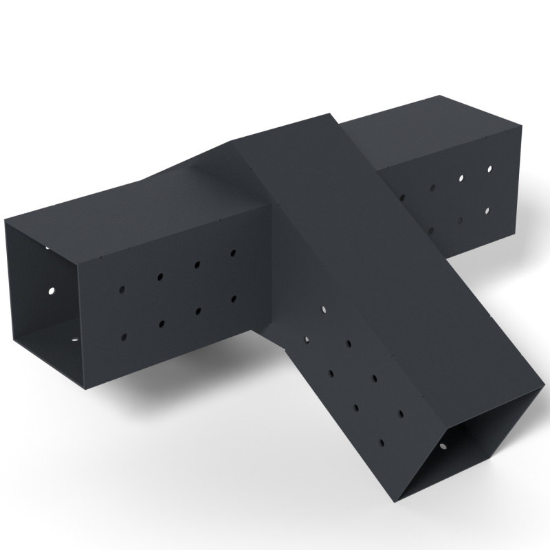 Кронштейн для соединения 3 брусьев 100×100 мм | Соединение 120° (проходная модель)