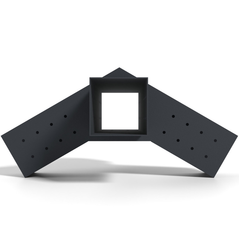 Кронштейн для соединения 3 брусьев 100×100 мм | Соединение 120° (проходная модель)