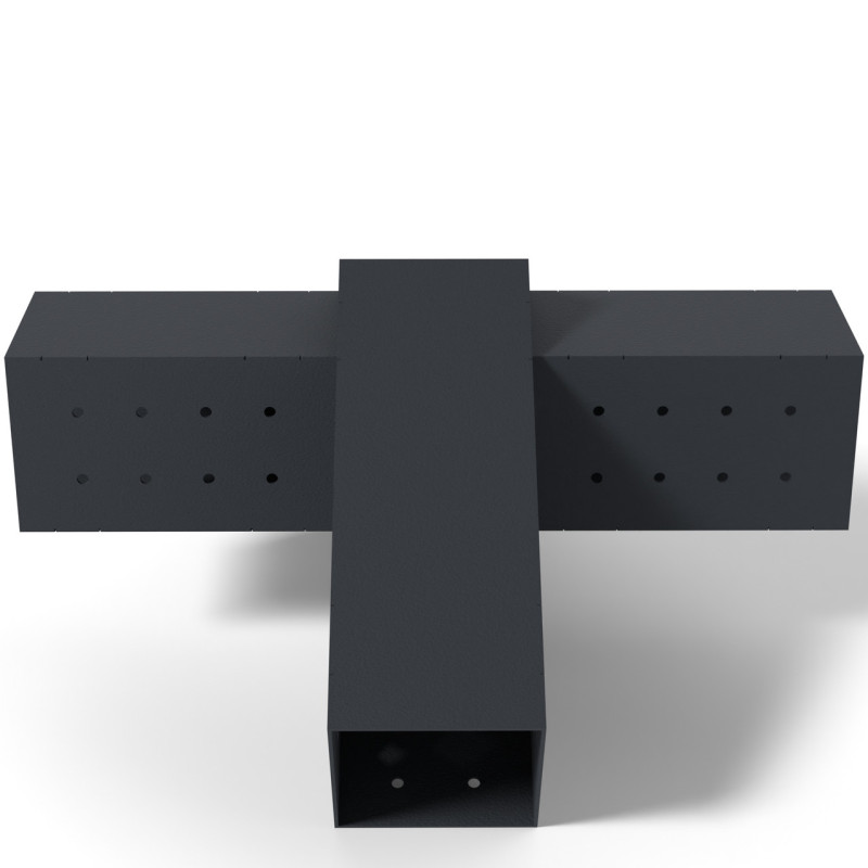 Кронштейн для соединения 3 брусьев 100×100 мм | Соединение 120° (проходная модель)