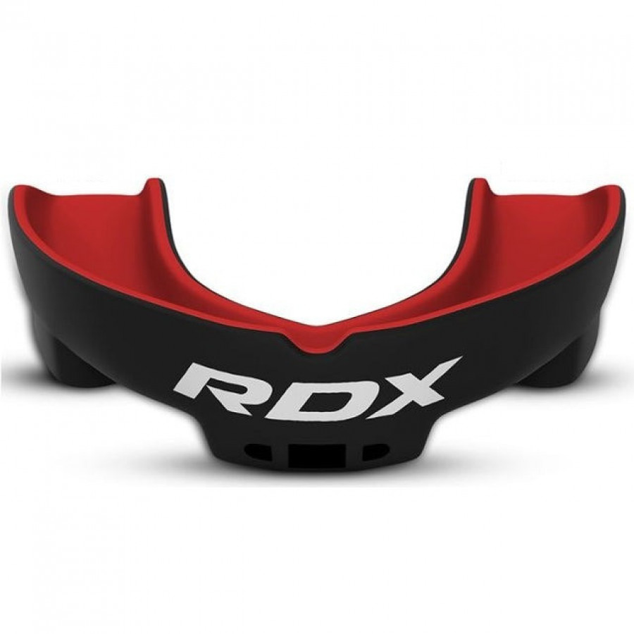 Капа RDX 3w, Доросла (вік 12+) Black/Red, Посадка: Boil & Bite (кип’ятіння + прикус), Двошаровий полімер, Чорно-червоний