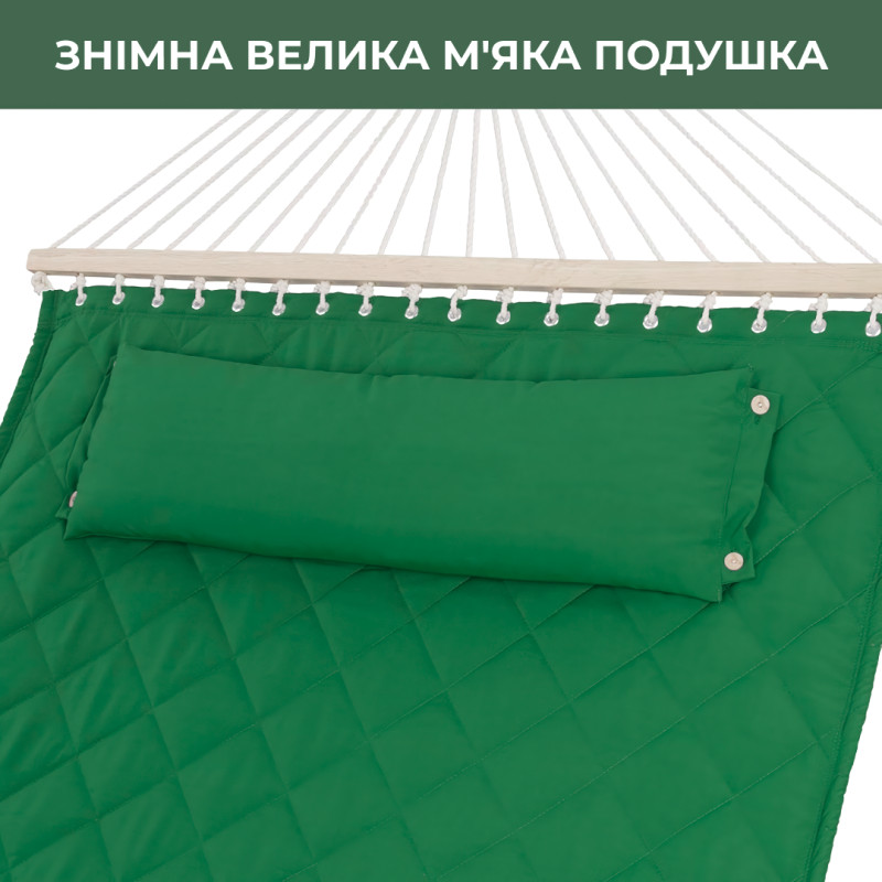 Стійка для гамака 50х50 + Двомісний гамак SOFT смарагдовий XXL 200x140 з планками
