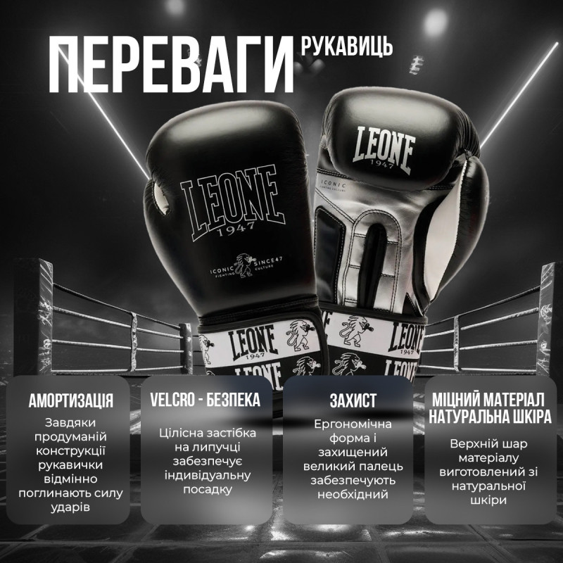Боксерські рукавиці Leone GN208 ICONIC Blue 12 унцій (бинти 4 м. в комплекті)