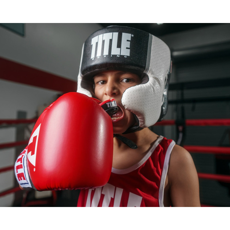 Капа TITLE Boxing Air Force Duo-Defense 2.0 Black/Red, Детская (возраст до 10 лет), Односторонняя, Черно-красная