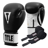Боксерські рукавиці TITLE Premier Leather Black/White XL 16 oz