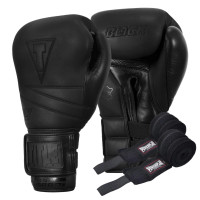 Боксерські рукавиці TITLE Black Bolstered Leather Black 16 oz