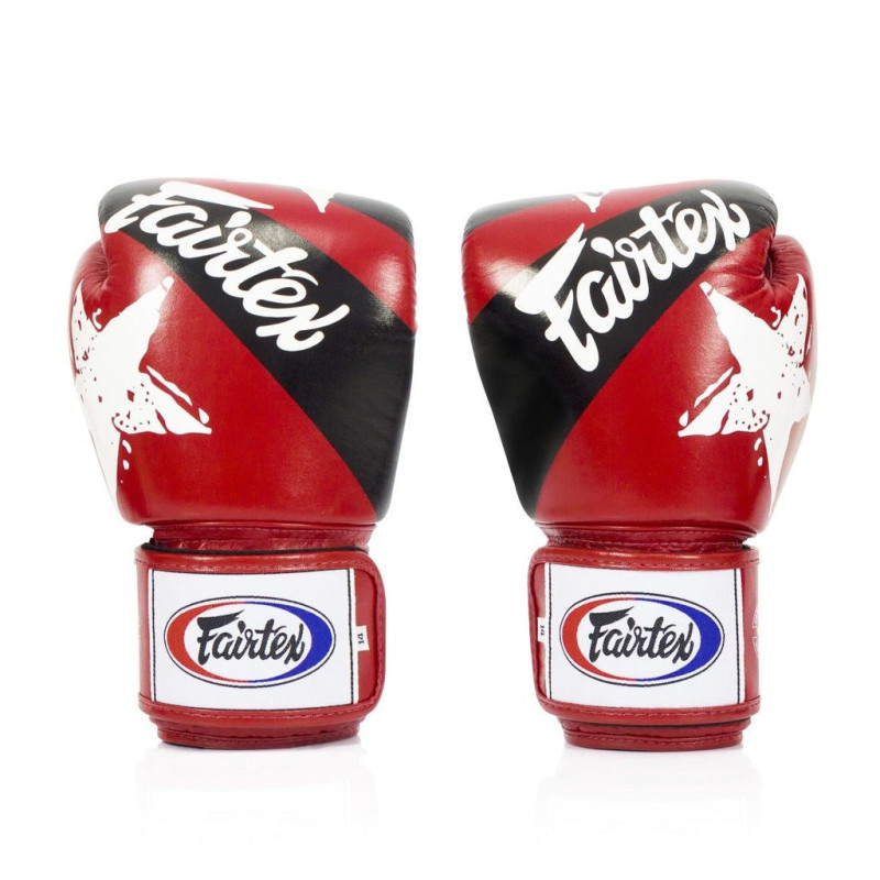 Боксерські рукавиці Fairtex BGV1 Nation Print Red 12 унцій (бинти в комплекті)