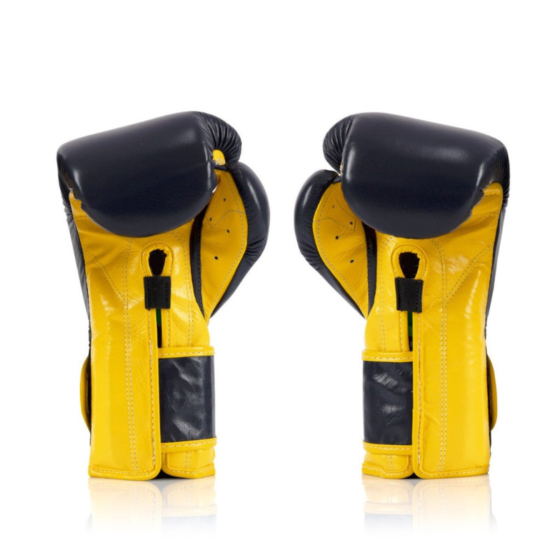 Боксерські рукавиці Fairtex BGV9 Mexican Blue/Yellow 18 унцій (бинти в комплекті)