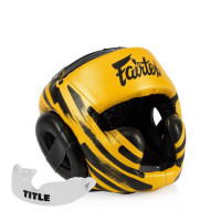 Боксерский шлем Fairtex HG16 Gold, Размер XL, Тип: закрытий, Искусственная кожа, Жёлтый