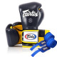 Боксерські рукавиці Fairtex BGV9 Mexican Blue/Yellow 18 унцій (бинти в комплекті)