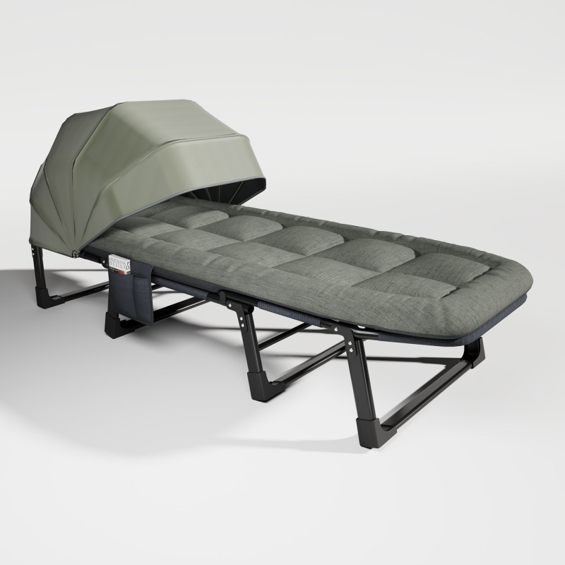 Раскладная кровать-шезлонг WCG FB-S25 с мягким матрасом и регулируемым солнцезащитным козырьком