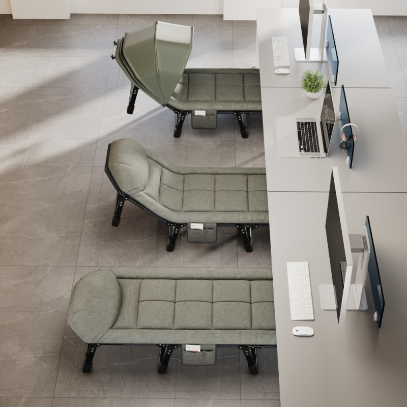 Раскладная кровать-шезлонг WCG FB-S25 с мягким матрасом и регулируемым солнцезащитным козырьком