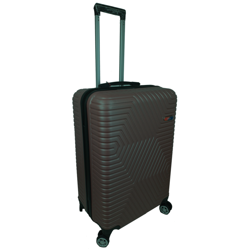 Пластиковый чемодан на колесах среднего размера 70L GD Polo коричневый