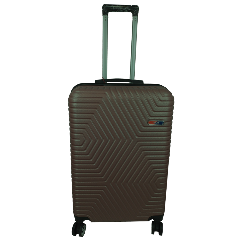 Пластиковый чемодан на колесах среднего размера 70L GD Polo коричневый