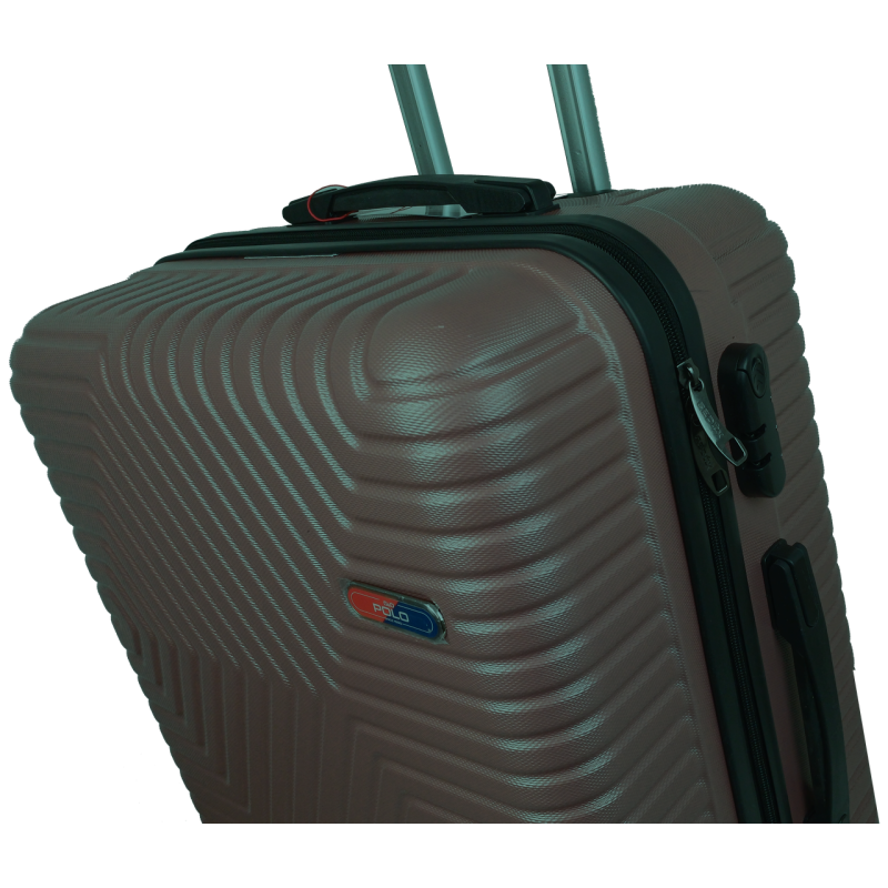 Пластиковый чемодан на колесах среднего размера 70L GD Polo коричневый