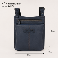 Чоловіча сумка через плече Mykhail Ikhtyar 45041 Blue з натуральної шкіри Наппа синя