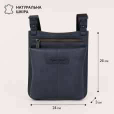 Чоловіча сумка через плече Mykhail Ikhtyar 45041 Blue з натуральної шкіри Наппа синя