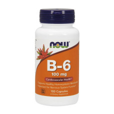 Витамины и минералы, B-6 100 mg, NOW, 100 капсул