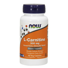 L-карнитин, L-Carnitine 500 mg, NOW, 60 капсул