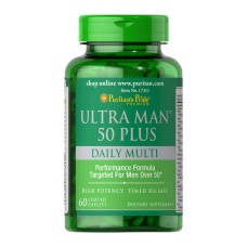 Витамины и минералы, Ultra Man 50 Plus Daily Multi time release, Puritan's Pride, 60 таблеток