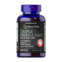Омега-3, Triple Omega 3-6-9 Fish, Flax & Flax Oils, Puritan's Pride, 120 капсул