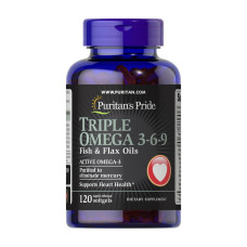 Омега-3, Triple Omega 3-6-9 Fish, Flax & Flax Oils, Puritan's Pride, 120 капсул