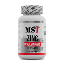 Цинк, Zinc Bisglycinate Chelate 25 mg, MST, 90 таблеток
