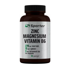 Магний, Zinc Magnesium Vitamin B6, Sporter, 90 капсул