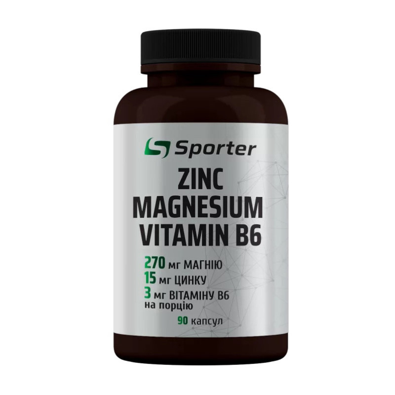 Магний, Zinc Magnesium Vitamin B6, Sporter, 90 капсул Магний, Zinc Magnesium Vitamin B6, Sporter, 90 капсул