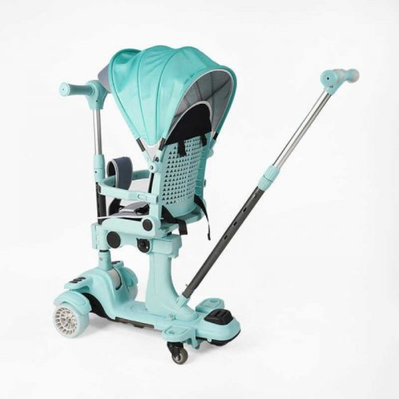 Самокат 5в1 Skyper(4) колеса PU125х40мм со светом, с капюшоном, поворотное сиденье, с ДОП. КОЛЕСАМИ, защитный бампер, в коробке