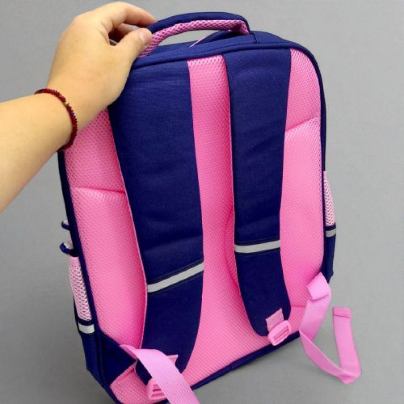 Рюкзак шкільний (35х12х43 см), 1 відділення, 4 кишені, на блискавці (рожевий)