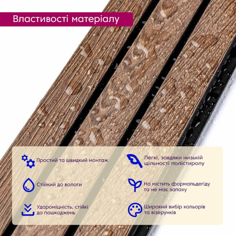Рейка декоративная PS 2900х115х12мм Орех SW-00001739