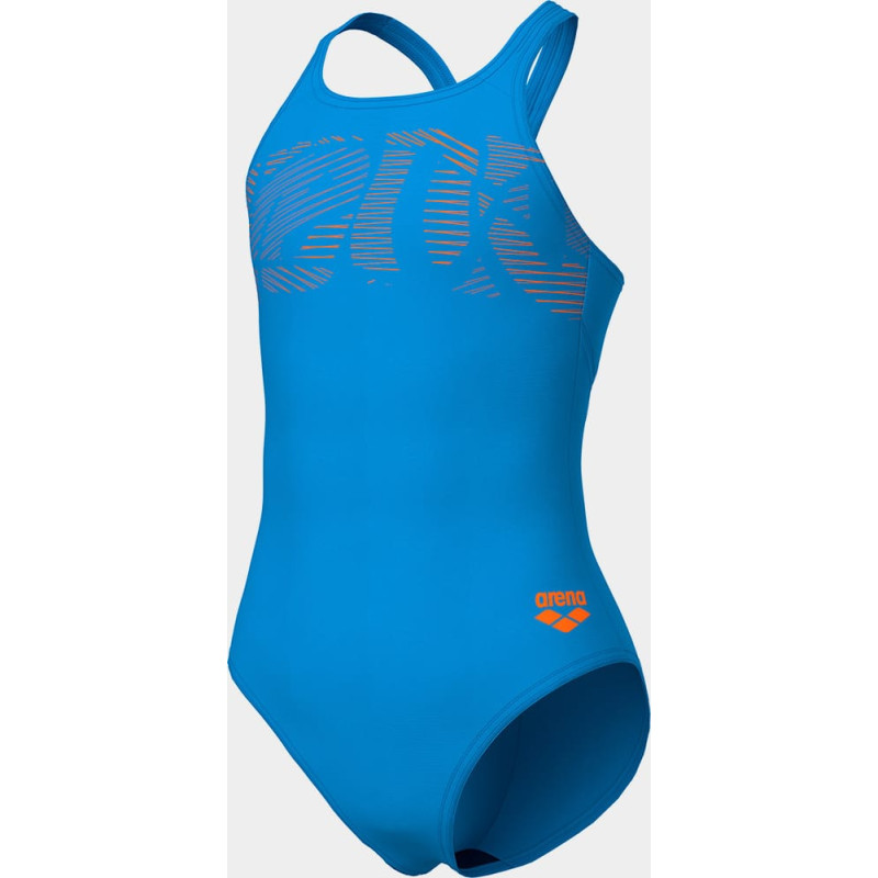 Купальник закритий для дівчат Arena GRAPHIC SWIMSUIT V BACK блакитний Діт 140 см
