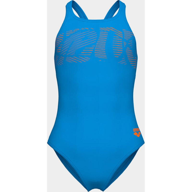 Купальник закритий для дівчат Arena GRAPHIC SWIMSUIT V BACK блакитний Діт 140 см
