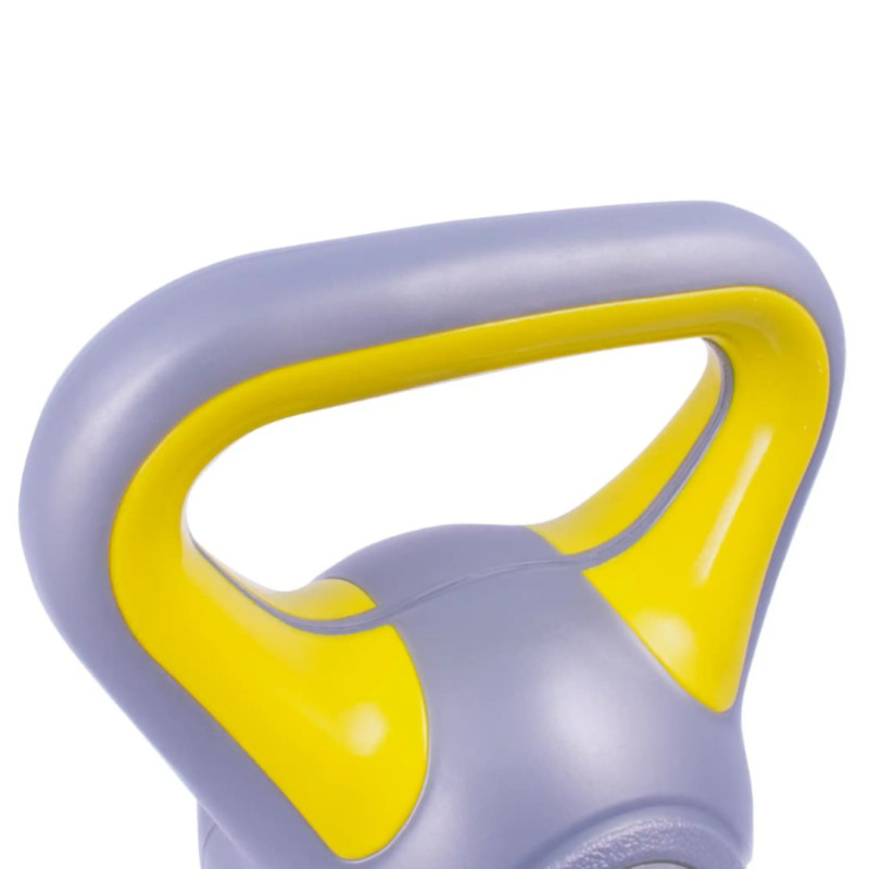 Гиря LiveUp Plastic Kettlebell, цельнолитая, 4 кг, пластик, серо-желтая